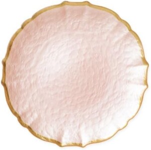 Vietri viva Baroque Glass Pink Service Plate/Charger 13" D Glass Charger Plate with Gold Rim