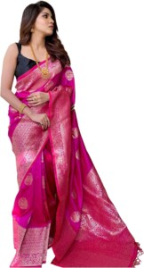 Art Silk Saree for Women Traditional Zari work Saree With Unstitched Blouse