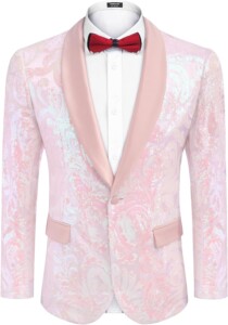 COOFANDY Men's Shiny Sequins Blazer Floral Suit Jacket Stylish Tuxedo for Party, Wedding, Banquet, Prom