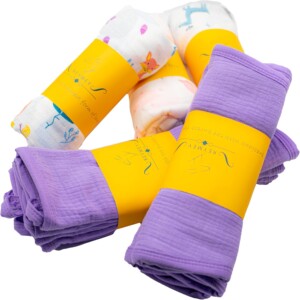 12 Pack Baby Girl Boy Newborn Essentials, Muslin Swaddle Receiving Blankets Girls Boys newborn unisex, Wash Cloth Burp Clothes 0-3 months